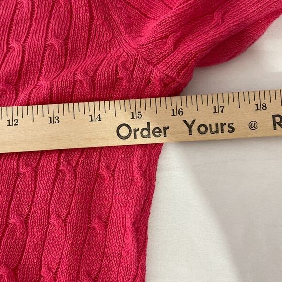 J Crew XS 100% Linen Sweater Pink V Neck Textured Cabelknit Classic NEW - Picture 4 of 5